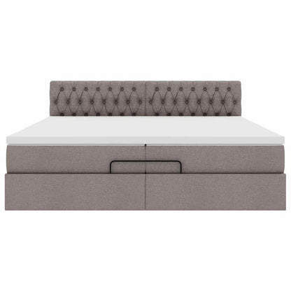 vidaXL Ottoman-Bett mit Matratze Taupe 200x200 cm Stoff