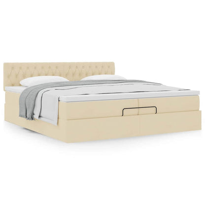 vidaXL Ottoman-Bett mit Matratze Creme 200x200 cm Stoff