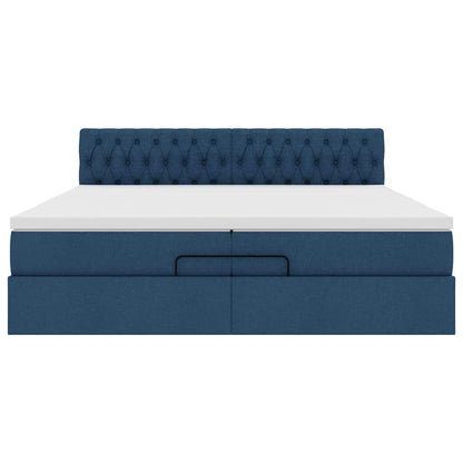 Ottoman-Bett mit Matratze Blau 200x200 cm Stoff