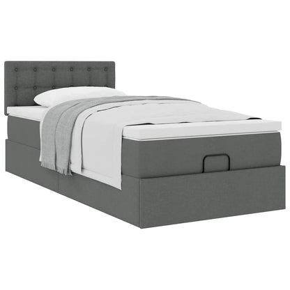 vidaXL Ottoman-Bett mit Matratze Dunkelgrau 80x200 cm Stoff
