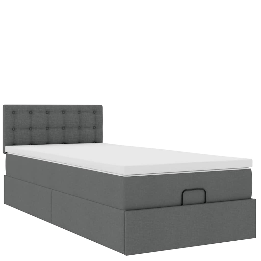 vidaXL Ottoman-Bett mit Matratze Dunkelgrau 80x200 cm Stoff