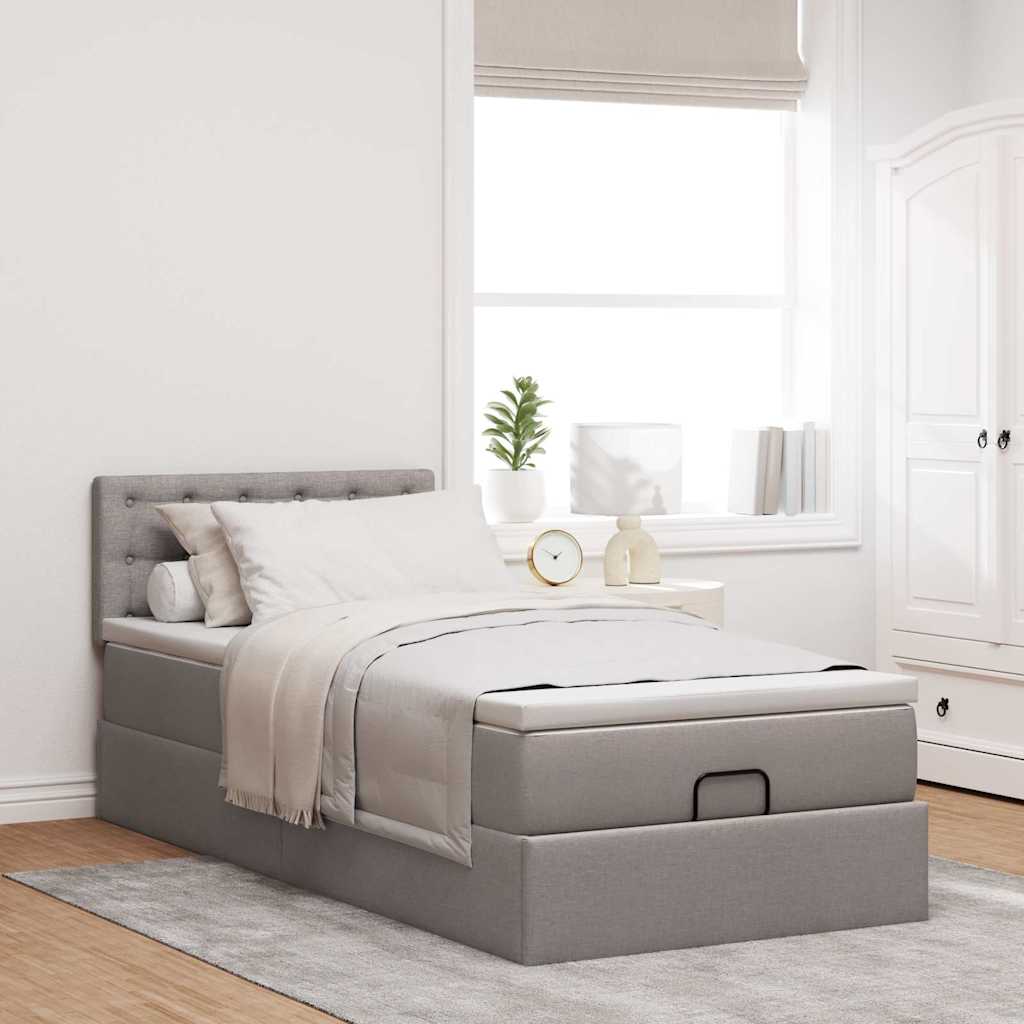 vidaXL Ottoman-Bett mit Matratze Taupe 80x200 cm Stoff