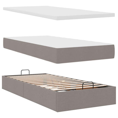 vidaXL Ottoman-Bett mit Matratze Taupe 80x200 cm Stoff