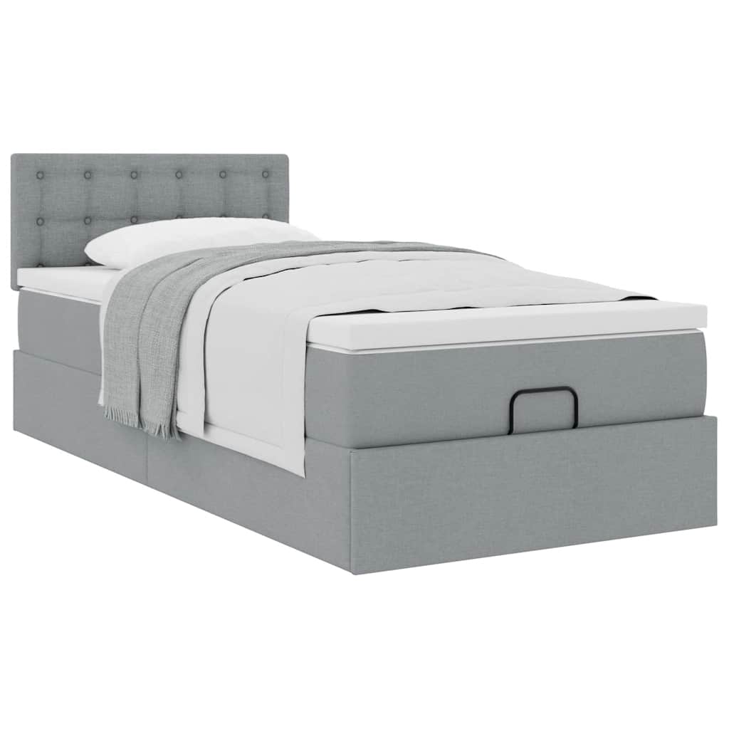 vidaXL Lit ottoman avec matelas Gris clair 90x190 cm Tissu