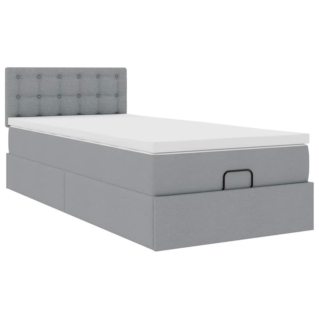 vidaXL Lit ottoman avec matelas Gris clair 90x190 cm Tissu