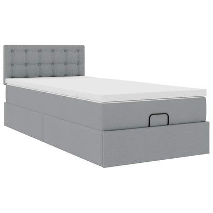 vidaXL Lit ottoman avec matelas Gris clair 90x190 cm Tissu