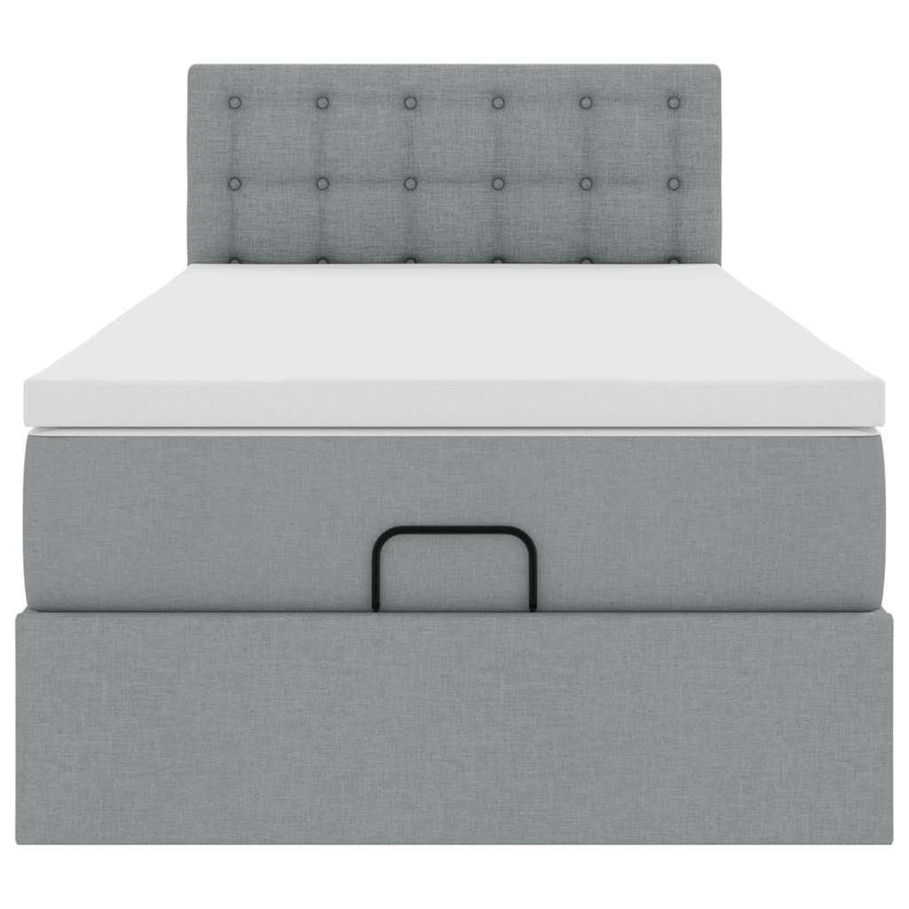 vidaXL Lit ottoman avec matelas Gris clair 90x190 cm Tissu
