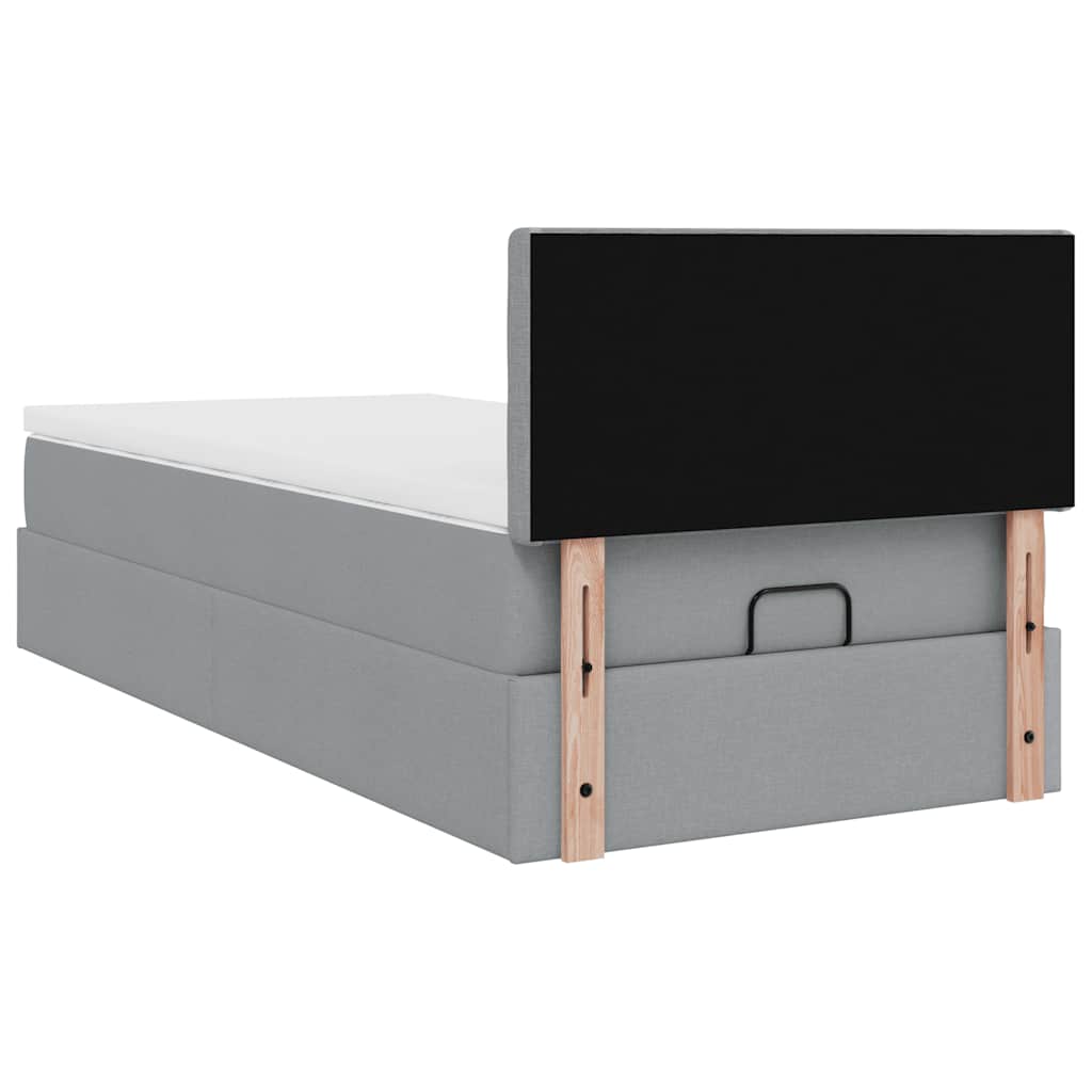 vidaXL Lit ottoman avec matelas Gris clair 90x190 cm Tissu