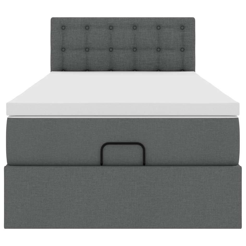 vidaXL Ottoman-Bett mit Matratze Dunkelgrau 90x190 cm Stoff