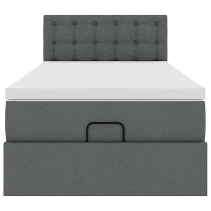 vidaXL Ottoman-Bett mit Matratze Dunkelgrau 90x190 cm Stoff
