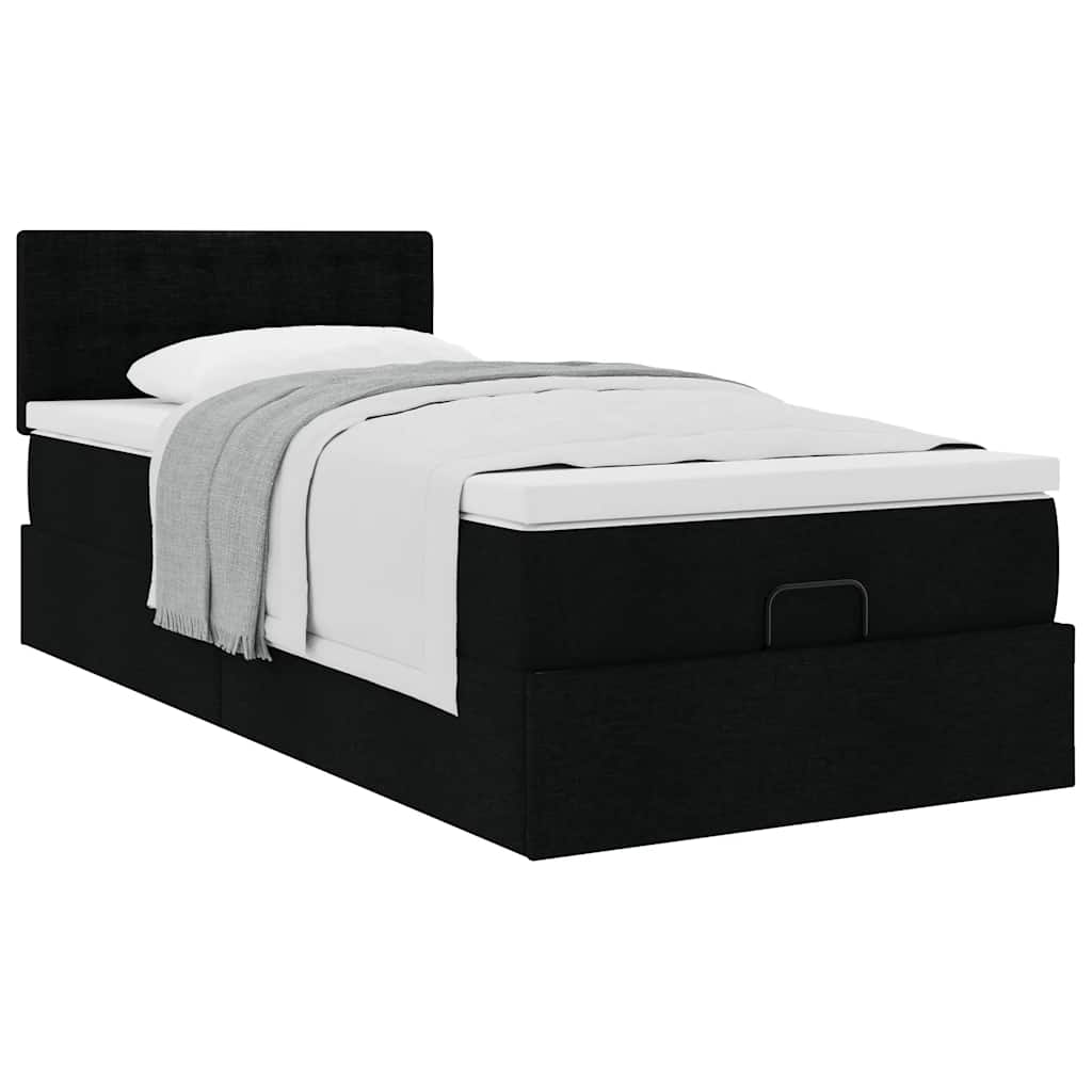 vidaXL Ottoman-Bett mit Matratze Schwarz 90x190 cm Stoff