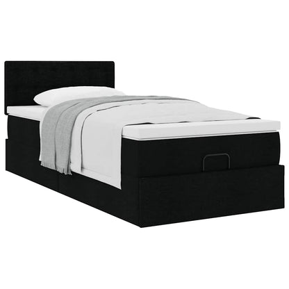 vidaXL Ottoman-Bett mit Matratze Schwarz 90x190 cm Stoff