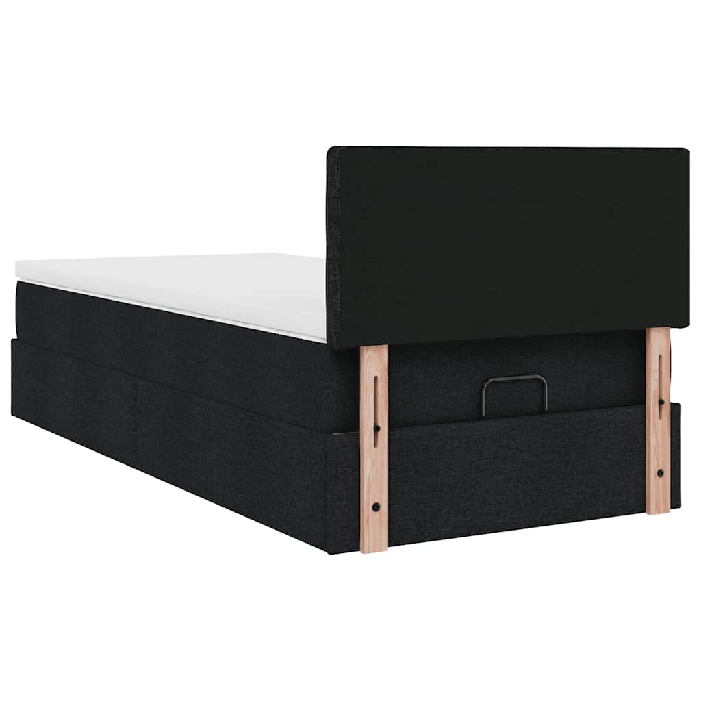 vidaXL Ottoman-Bett mit Matratze Schwarz 90x190 cm Stoff