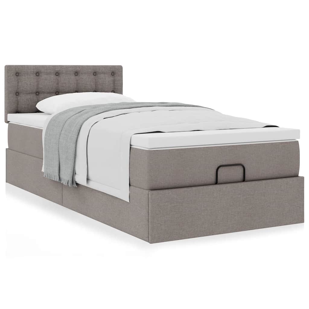 vidaXL Lit ottoman avec matelas Taupe 90x190 cm Tissu