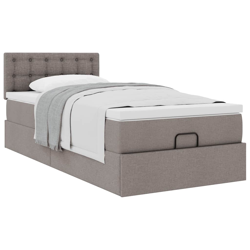 vidaXL Lit ottoman avec matelas Taupe 90x190 cm Tissu