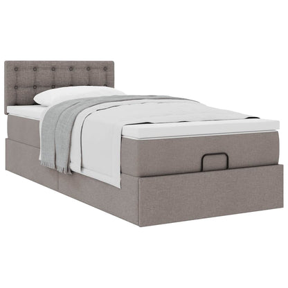 vidaXL Lit ottoman avec matelas Taupe 90x190 cm Tissu