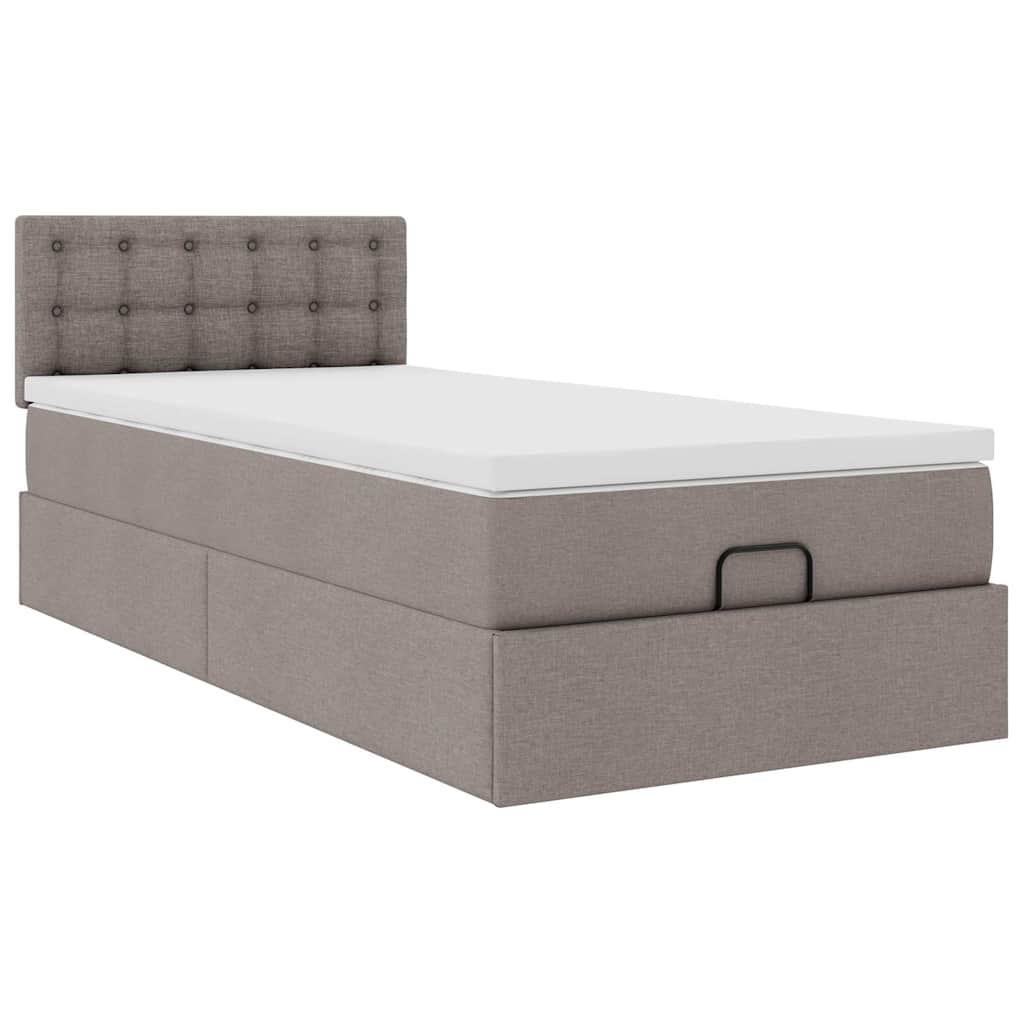vidaXL Lit ottoman avec matelas Taupe 90x190 cm Tissu