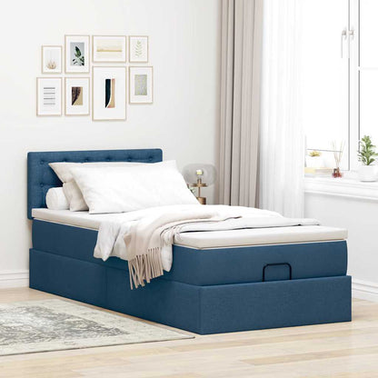 vidaXL Lit ottoman avec matelas Bleu 90x190 cm Tissu