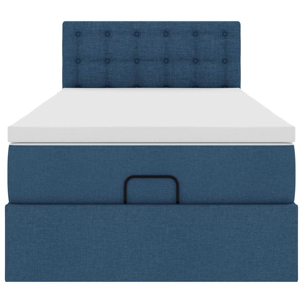 vidaXL Lit ottoman avec matelas Bleu 90x190 cm Tissu