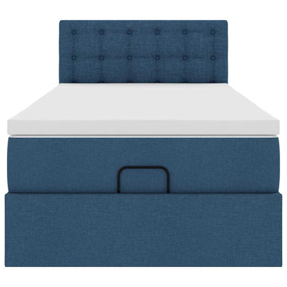 vidaXL Lit ottoman avec matelas Bleu 90x190 cm Tissu