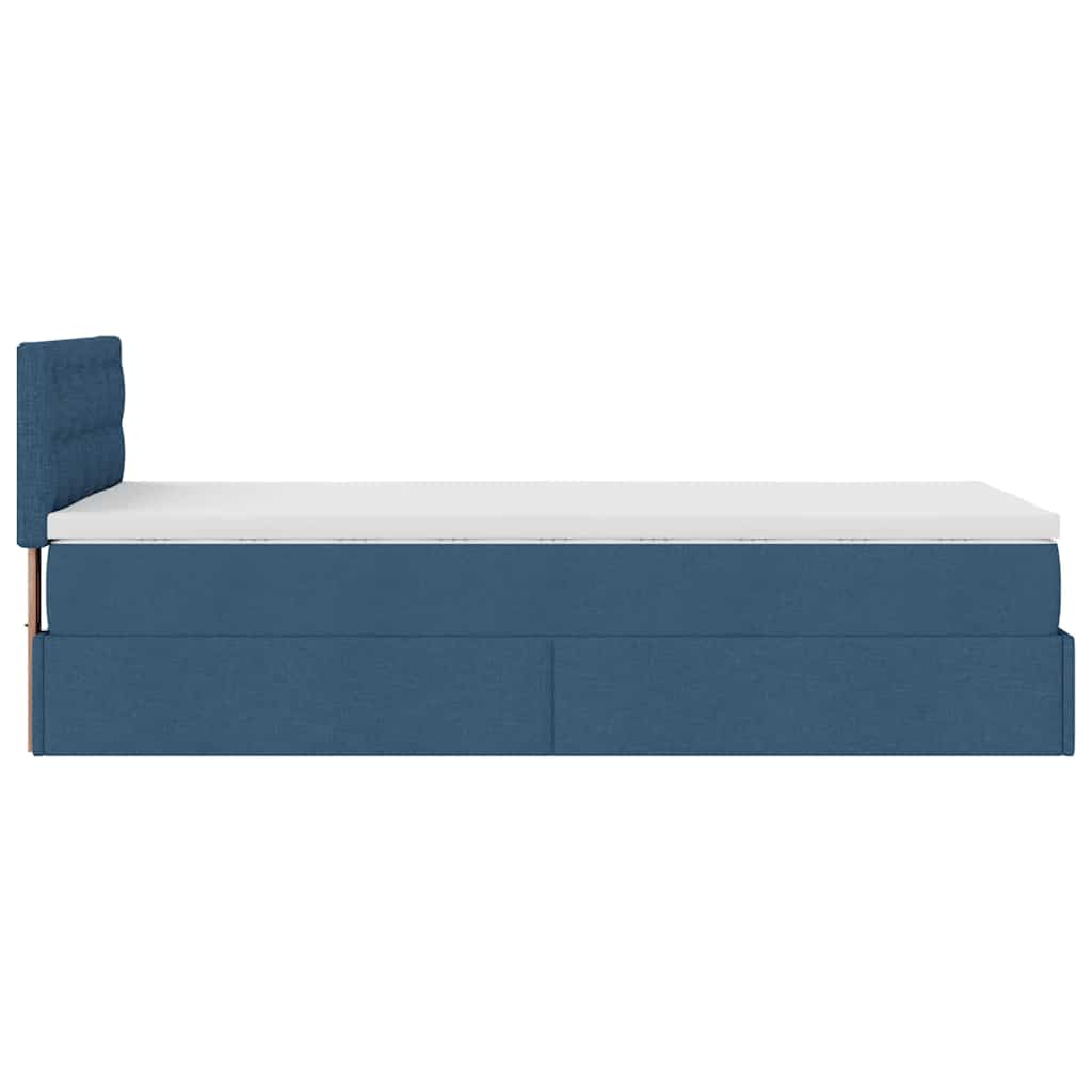 vidaXL Lit ottoman avec matelas Bleu 90x190 cm Tissu