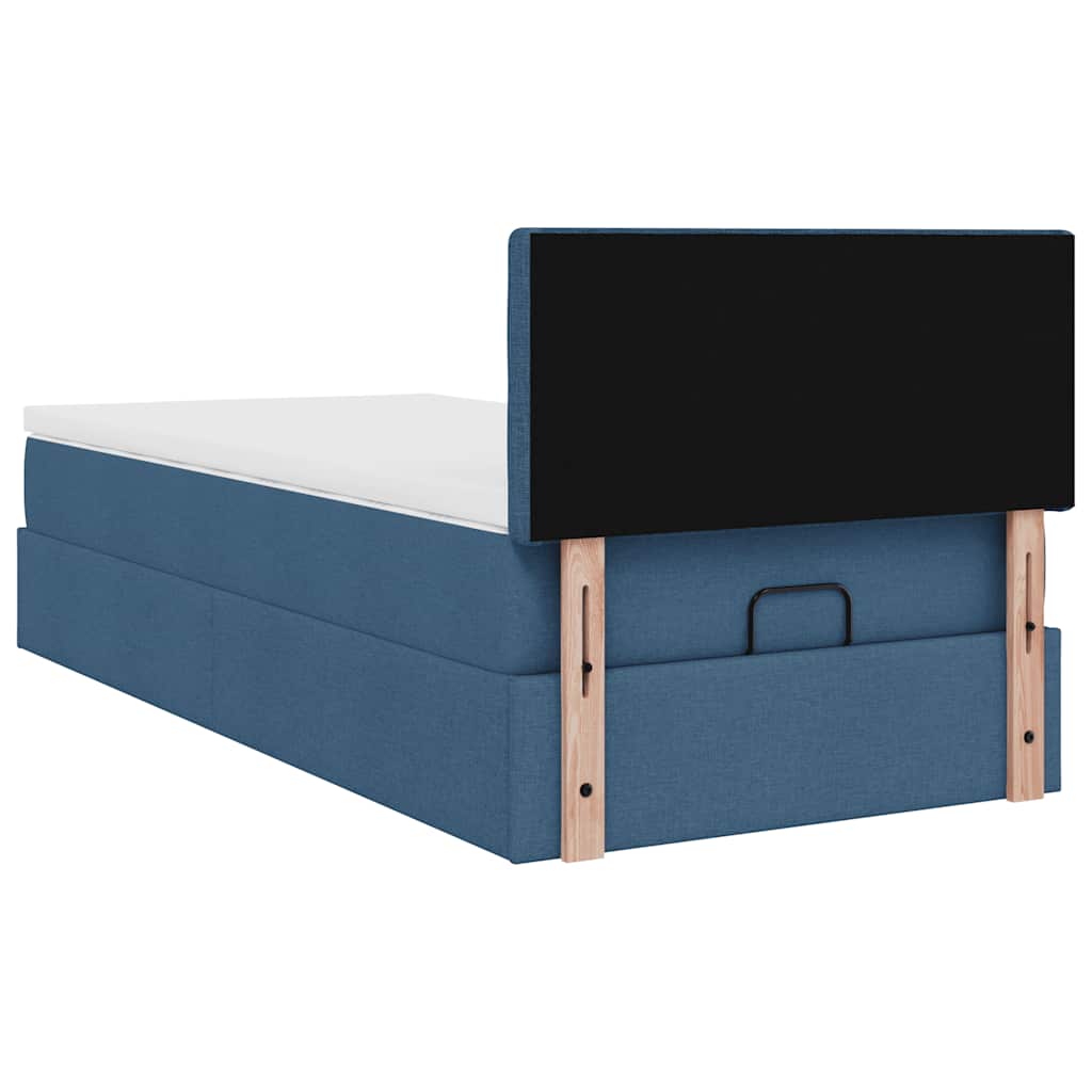 vidaXL Lit ottoman avec matelas Bleu 90x190 cm Tissu