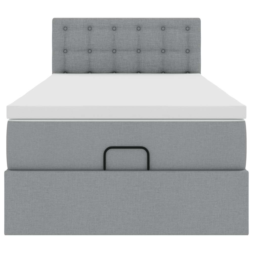 vidaXL Ottoman-Bett mit Matratze Hellgrau 90x200 cm Stoff