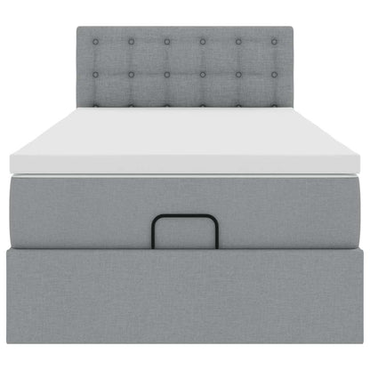 vidaXL Ottoman-Bett mit Matratze Hellgrau 90x200 cm Stoff
