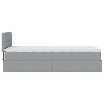 vidaXL Ottoman-Bett mit Matratze Hellgrau 90x200 cm Stoff