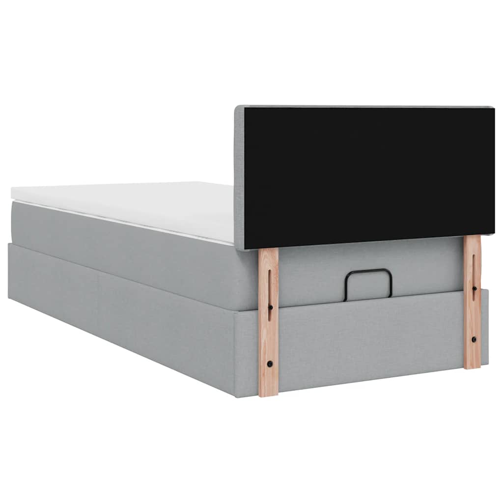 vidaXL Ottoman-Bett mit Matratze Hellgrau 90x200 cm Stoff