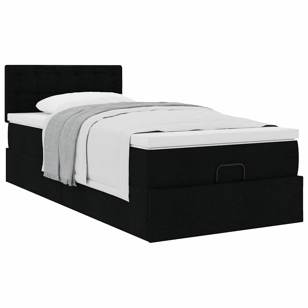 vidaXL Ottoman-Bett mit Matratze Schwarz 90x200 cm Stoff