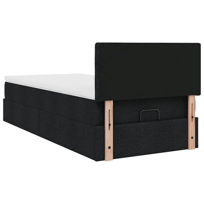 vidaXL Ottoman-Bett mit Matratze Schwarz 90x200 cm Stoff