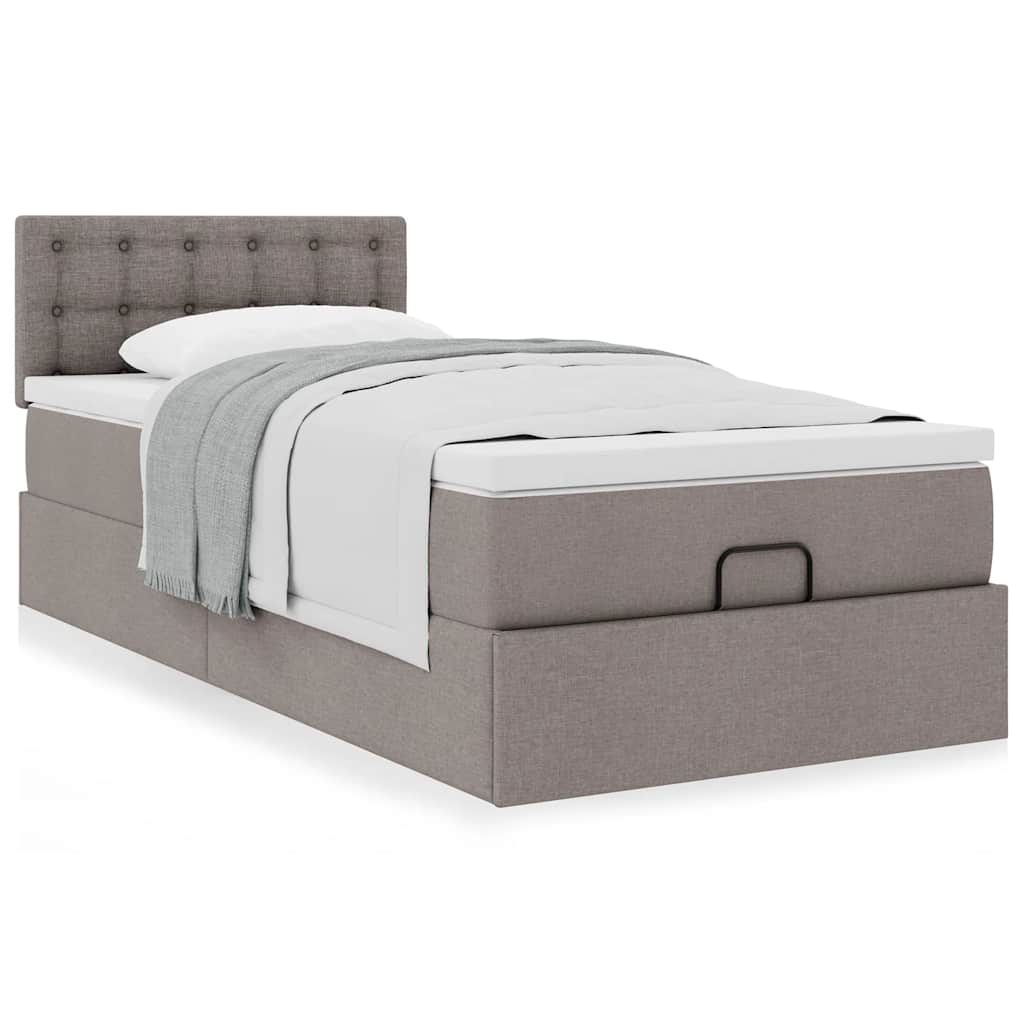 vidaXL Lit-ottoman avec matelas taupe 90x200 cm tissu