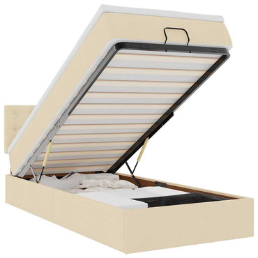 vidaXL Ottoman-Bett mit Matratze Creme 90x200 cm Stoff