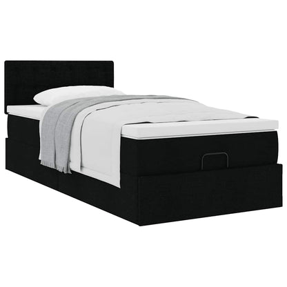 vidaXL Lit ottoman avec matelas Noir 100x200 cm Tissu