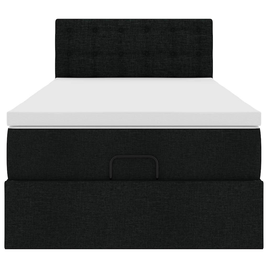 vidaXL Lit ottoman avec matelas Noir 100x200 cm Tissu