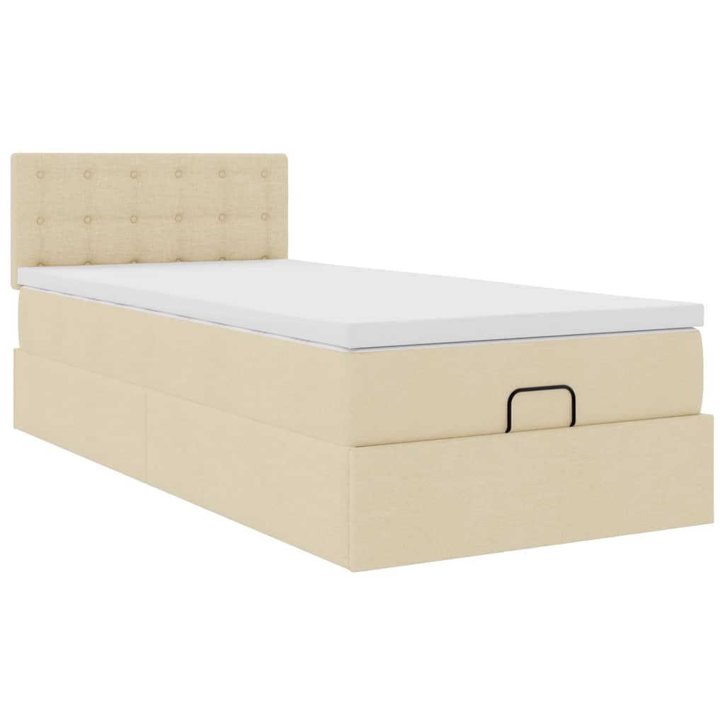 vidaXL Lit ottoman avec matelas Crème 100x200 cm Tissu