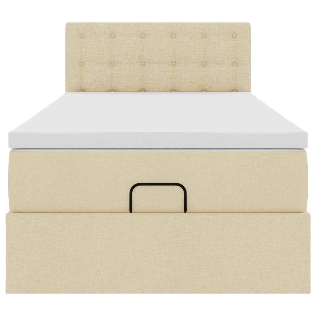 vidaXL Lit ottoman avec matelas Crème 100x200 cm Tissu