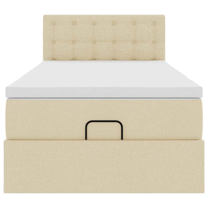 vidaXL Lit ottoman avec matelas Crème 100x200 cm Tissu