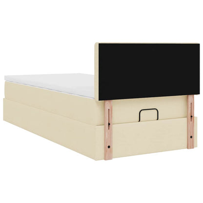 vidaXL Lit ottoman avec matelas Crème 100x200 cm Tissu