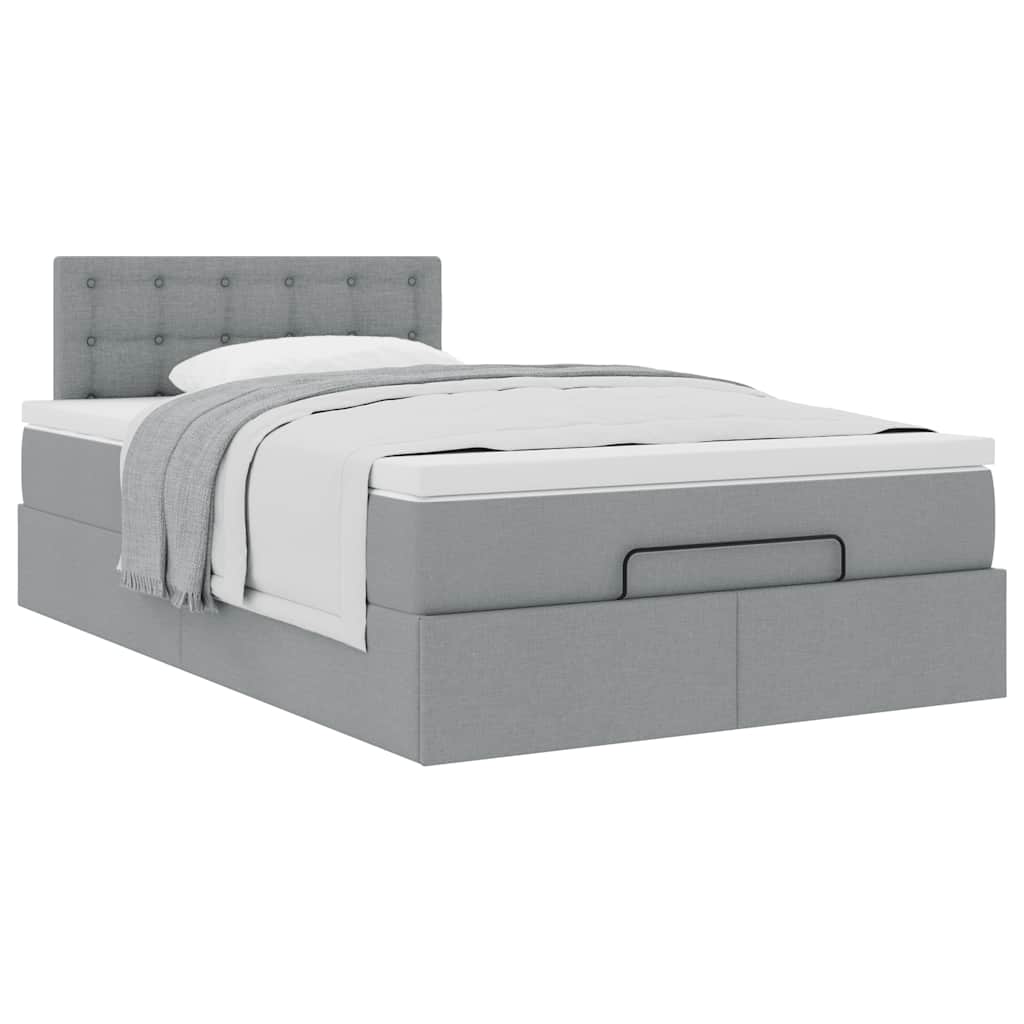 vidaXL Lit ottoman avec matelas Gris clair 120x190 cm Tissu
