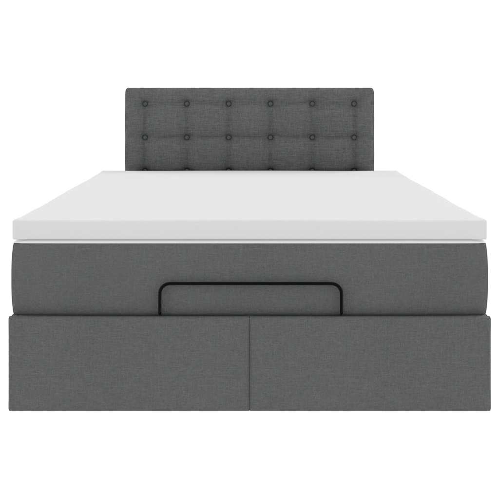 vidaXL Ottoman-Bett mit Matratze Dunkelgrau 120x190 cm Stoff