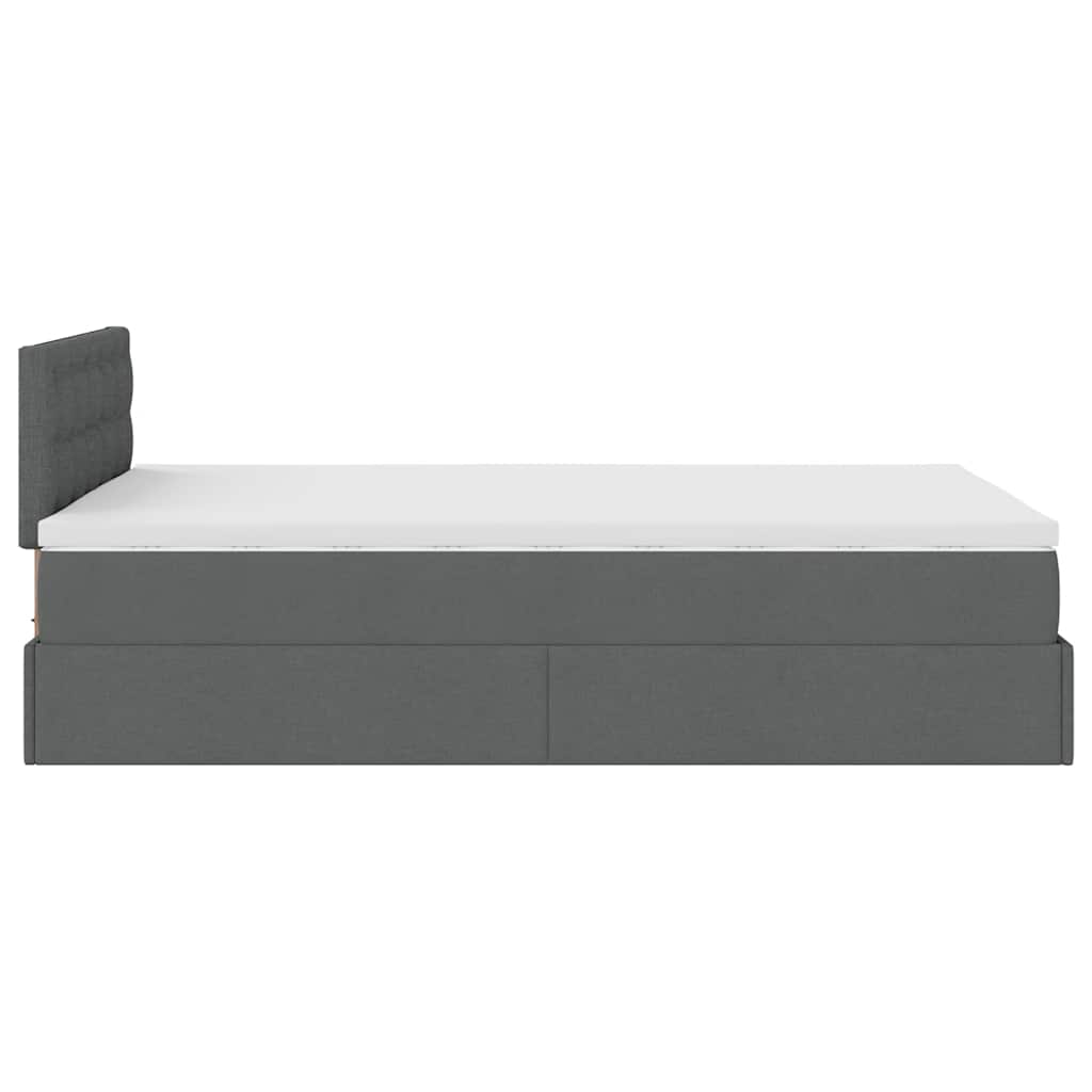 vidaXL Ottoman-Bett mit Matratze Dunkelgrau 120x190 cm Stoff