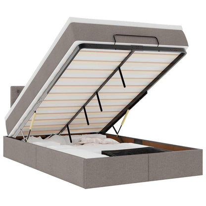vidaXL Lit coffre avec matelas Taupe 120x190 cm Tissu