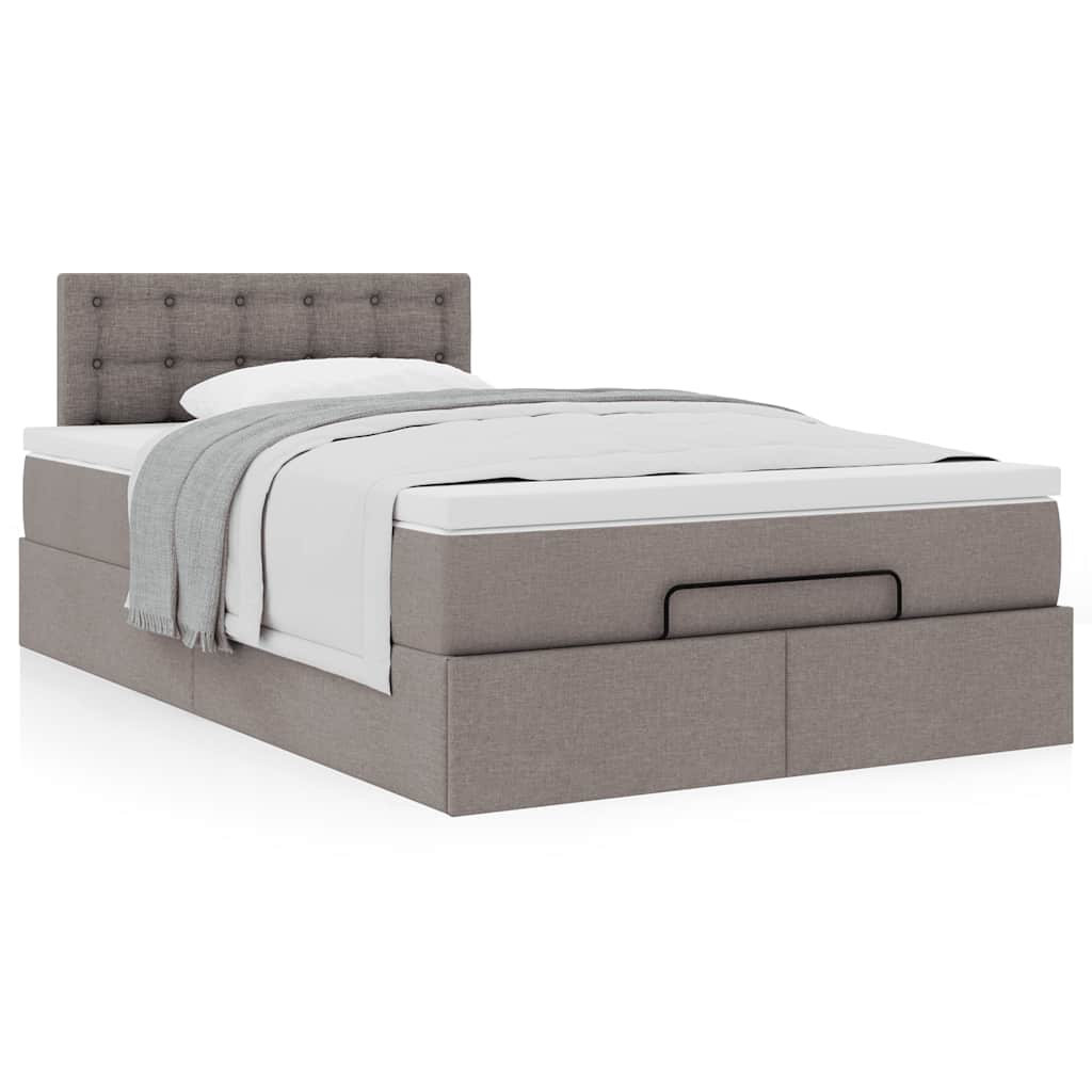 vidaXL Lit coffre avec matelas Taupe 120x190 cm Tissu