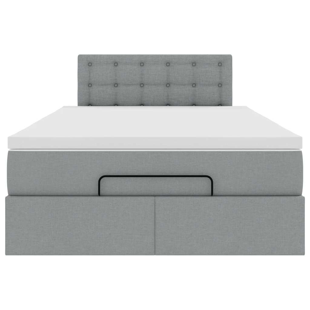 vidaXL Ottoman-Bett mit Matratze Hellgrau 120x200 cm Stoff