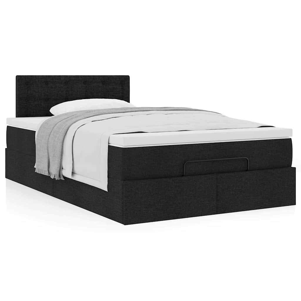 vidaXL Lit ottoman avec matelas Noir 120x200 cm Tissu