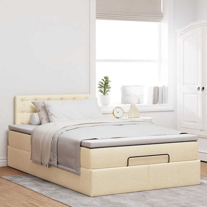 vidaXL Lit ottoman avec matelas crème 120x200 cm Tissu