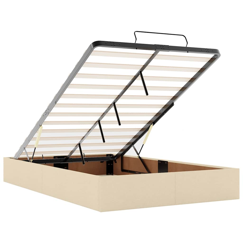 vidaXL Lit ottoman avec matelas crème 120x200 cm Tissu