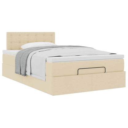 vidaXL Lit ottoman avec matelas crème 120x200 cm Tissu